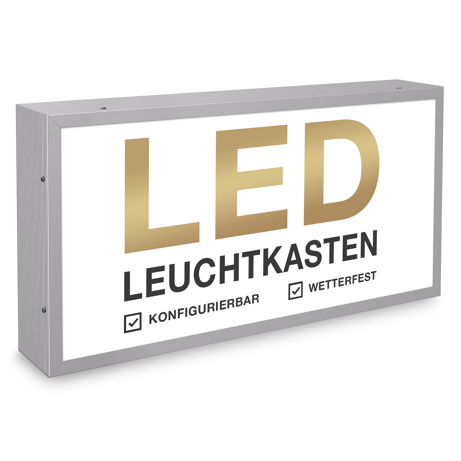 Leuchtkasten Konfigurator, bis 6m Länge, Scheibe, einseitig, Leuchtreklame, LED Leuchtwerbung, Outdoor, Außenbereich