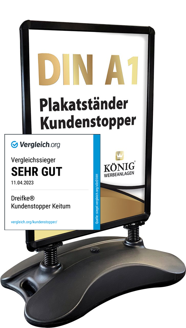 Wind- und Wetterfester A1 Kundenstopper schwarz Plakatständer Outdoor beidseitig